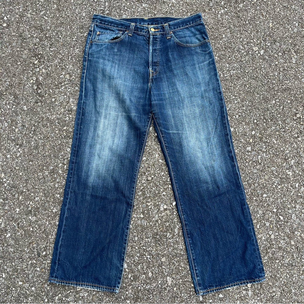 Levis Ryan Jeans Mens 34x30 Blue Button Fly Low Slung Loose Straight Premium